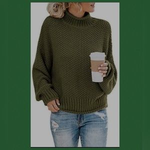 NWT Women's Turtleneck Sweater - Olive/Army Green - Size M